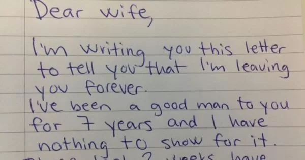 He demands a divorce in letter to wife – instantly regrets every word when he sees her brilliant reply
