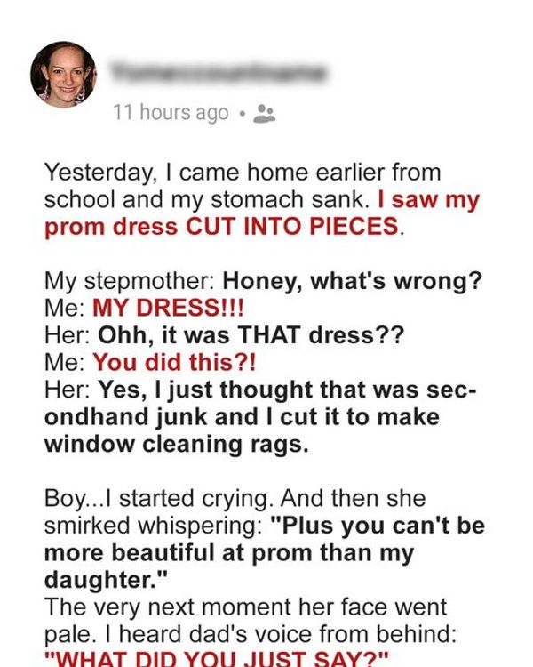Woman Cuts Her Stepdaughter’s Prom Dress to Pieces — Dad Has Daughter’s Back & Teaches Wife a Lesson