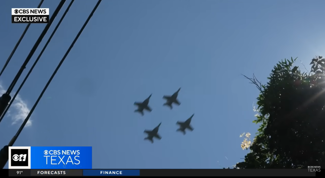 Four jets fly over Plains, Georgia for Jimmy Carter's 100th birthday, posted on October 2, 2024 | Source: YouTube.com/CBSDFW